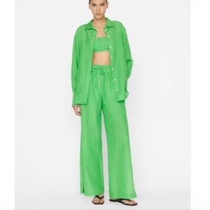 FRAME Drawstring Lounge Pant in Bright Peridot Green NWT